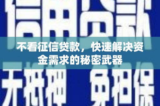 山阴不看征信贷款，快速解决资金需求的秘密武器