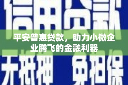 山阴平安普惠贷款，助力小微企业腾飞的金融利器